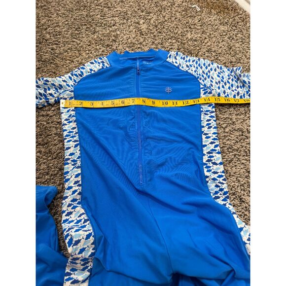 Coolibar Blue Fish Pattern Swimsuit Boys Sz M/7-8 UPF 50 Sun Protection Swim - Picture 7 of 8